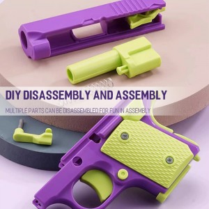 2023 Tiktok New Product Trend Decompression Toy 3D Printing Mini 1911 Pistol Novelty Fidget 3D Gravity Radish Gun Toy for Kids