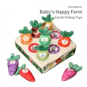 Montessori Carrot Harvest Game Educational Color/ Number Sorting Matching Toy Puzzle Baby Developmental Plush Radish Pulling Toy