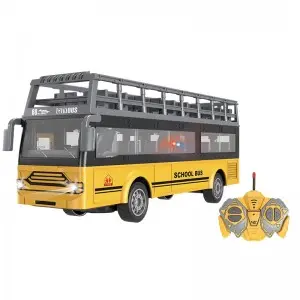 1:30 Realistic Rc Students Travel Truck Model Double Decker Battery Operated School Bus Boy Remote Control City Bus Toy for Kids