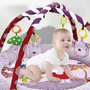 Infant Activity Gym Play Ball Pit Detachable Fitness Rack Hanging Toys Newborn Comfortable Cot Round Shaped Baby Soft Play Mat