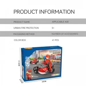 41pcs STEM Educational Fire Rescue Building Series Toy Children Intelligent 3-In-1 DIY Assembly Vehicle Toy Set