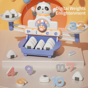 Educational Montessori Digital Cognition Math Learning Toys Number Rice Ball Weight Cartoon Panda Balance Scale Toys for Kids
