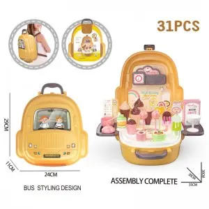 31 Pcs Simulated Popsicle Lollipop Pretend Play Kit Preschool Kids Ice Cream Toy Set with Backpack for Boys & Girls