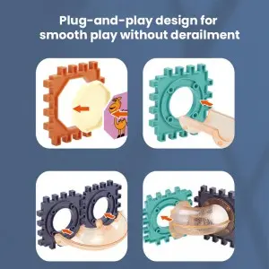 Kids STEM Learning Magnetic Tiles Blocks Set Marble Ball Race Track Toys Equipped with Dolls