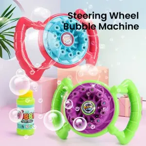 Electric Steering Wheel Bubble Machine Automatic Bubble Blower Children Summer Outdoor Fun Toy