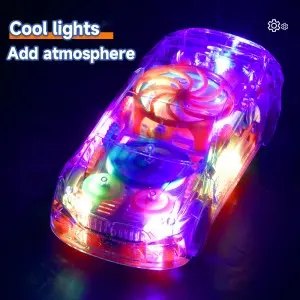 Children Transparent Electric Universal Racing Car Toy Battery Operated Plastic Rotating Concept Gear Car Toys With Music Light