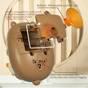 Infant Bathroom Bathtub Suction Cup Shower Head Toddler Water Sprinkler Baby Shower Electric Cartoon Bear Water Play Toy Set