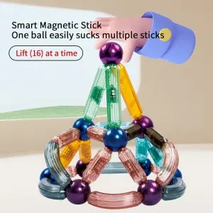 Kids STEM Learning Magnetic Sticks And Balls Toy DIY Magnet Building Blocks