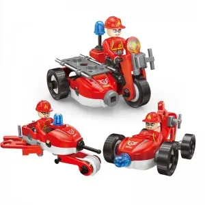 41pcs STEM Educational Fire Rescue Building Series Toy Children Intelligent 3-In-1 DIY Assembly Vehicle Toy Set
