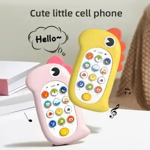 Kids Developmental Bilingual Chinese & English Electric Mobile Phone Cartoon Dinosaur Silicone Phone Case Baby Cell Phone Toy