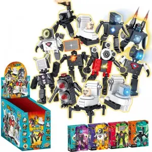 Hot Sale Kids Fine Motor Skills Training DIY Assembly Toy Educational Creative Monitor Toilet Man Model Toy Building Blocks