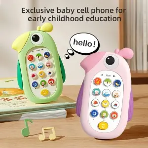 Kids First Cellphone Cute Cartoon Enlighten Musical Handset Multifunction Bilingual Chinese And English Baby Mobile Phone Toy