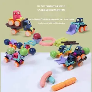 40/80/120PCS 3D Magnet Building Engineering Truck Set Kids STEM Educational Stick and Balls Magnetic Block Toys for Children