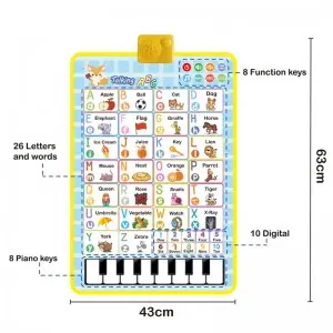 Kids Enlighten Electric Learning Alphabet Talking Poster Toy Sound Speech Read Number Piano Play Educational Talking Wall Chart