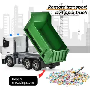 2.4G 7CH R/C Sanitation Dump Truck Garbage Transport Truck Concrete Mixer Truck Remote Control Engineering Vehicle Toy for Kids